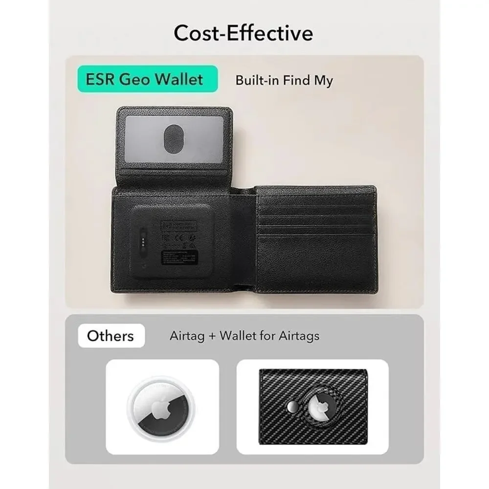 ESR Geo Wallet Find My Smart Bluetooth Tracker Wallet RFID Blocking Black